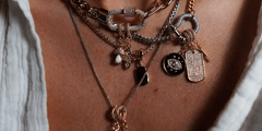 INDIVIJWL Gold Chunky Cuban Chain stacked with various build-your-own stack options, featuring a 24k gold-filled Cuban chain, carabiner locks, and mixed metal charms. A bold, customizable layered look for statement jewelry.