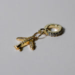 INDIVIJWL airplane charm with 6K gold filled micro paved cubic zirconia, featuring a removable and interchangeable bail charm holder for easy customization. Perfect for travel-themed jewelry or charm necklaces and bracelets.